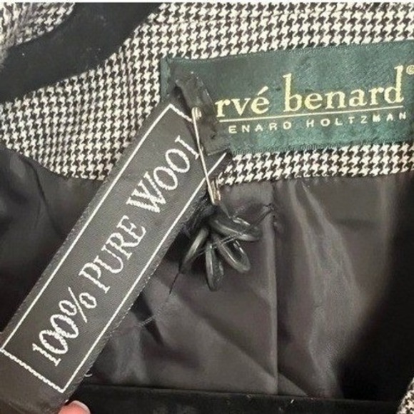 Harvé Benard Wool Houndstooth Blazer Tailored Jacket Small Flawed - Picture 7 of 10